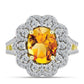 Inel din Argint 925 Placat cu Aur ( 3.37 grame ) cu Citrin Rio Golden și Topaz Alb 3.5 Carate