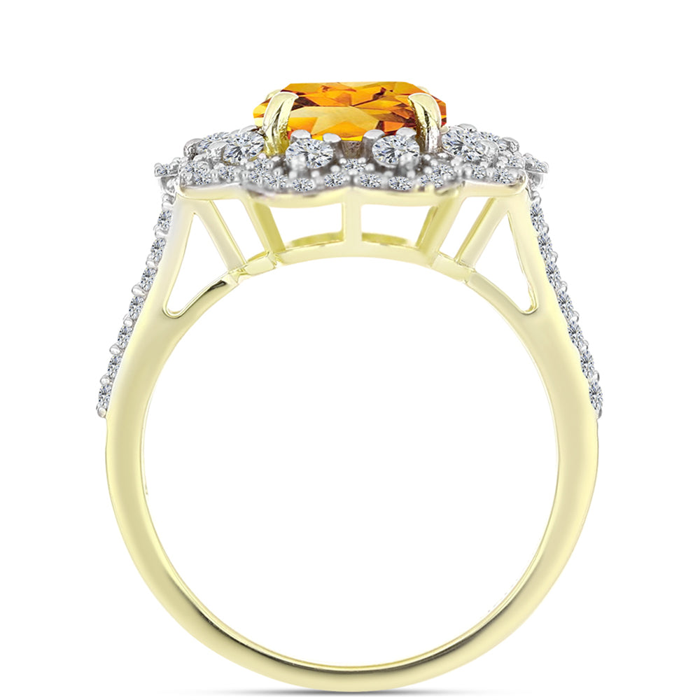 Inel din Argint 925 Placat cu Aur ( 3.37 grame ) cu Citrin Rio Golden și Topaz Alb 3.5 Carate