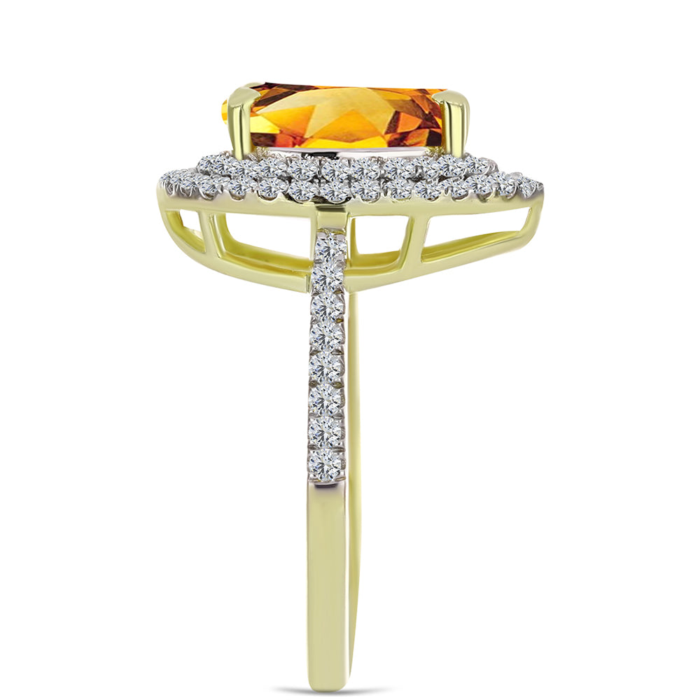 Inel din Argint 925 Placat cu Aur ( 2.72 grame ) cu Citrin Rio Golden și Topaz Alb 2.26 Carate 4 
