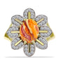 Inel din Argint 925 Placat cu Aur ( 5.18 grame ) cu Jaspul "Lion's Paw" și Topaz Alb 3.23 Carate