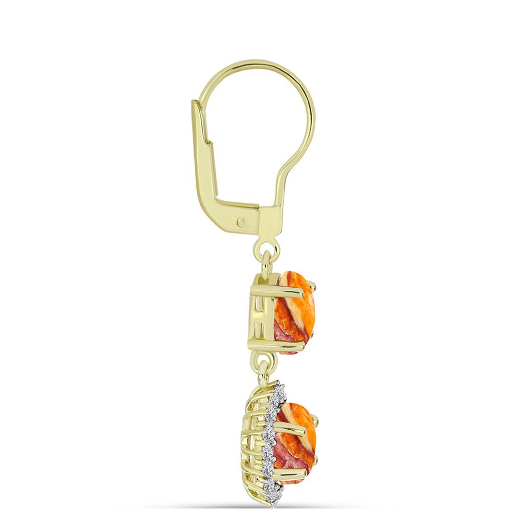 Cercei din Argint 925 Placat cu Aur ( 3.18 grame ) cu Jaspul "Lion's Paw" și Topaz Alb 3.71 Carate
