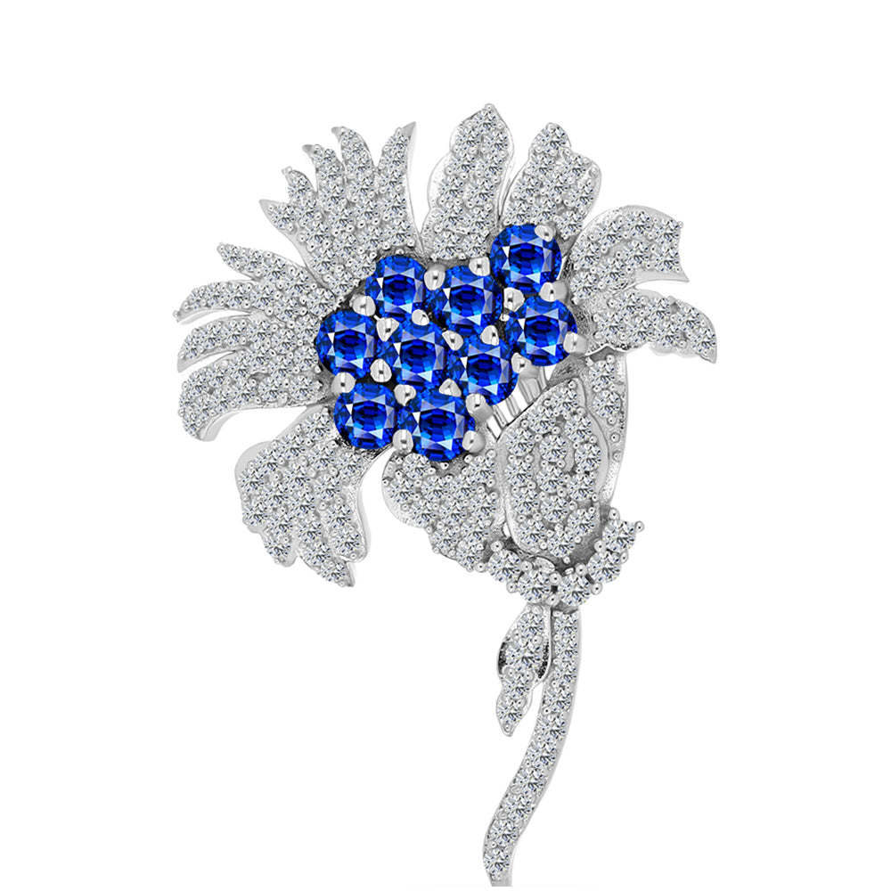 Broşă din Argint 925 ( 5.92 grame ) cu Safir Albastru Australian și Topaz Alb 2.72 Carate 1 