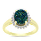 Inel din Argint 925 Placat cu Aur ( 2.62 grame ) cu Drusy Verde și Topaz Alb 3.15 Carate