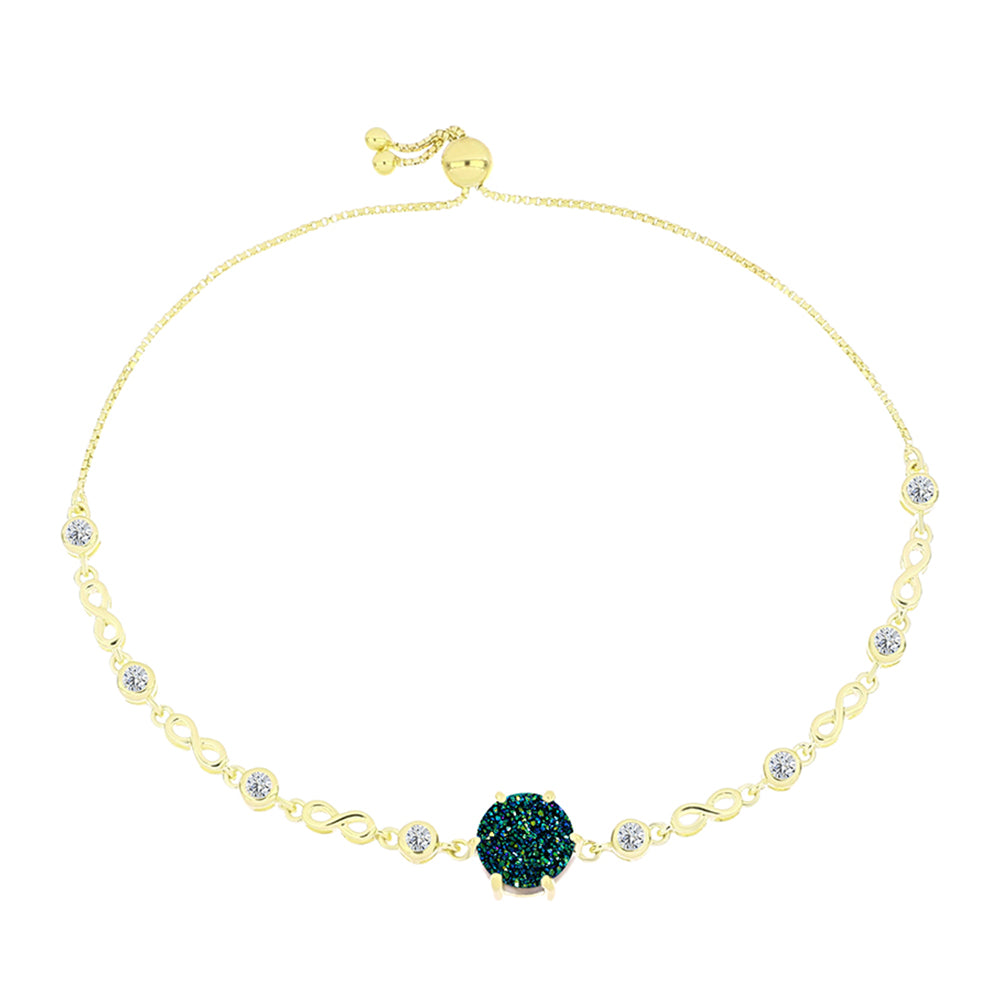 Brățară din Argint 925 Placat cu Aur ( 7.36 grame ) cu Drusy Verde și Topaz Alb 5.13 Carate 1 