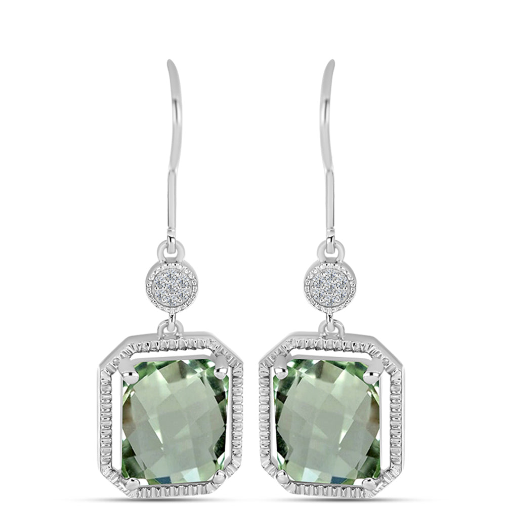 Cercei din Argint 925 ( 4.11 grame ) cu Ametist Verde și Topaz Alb 8.24 Carate 1 