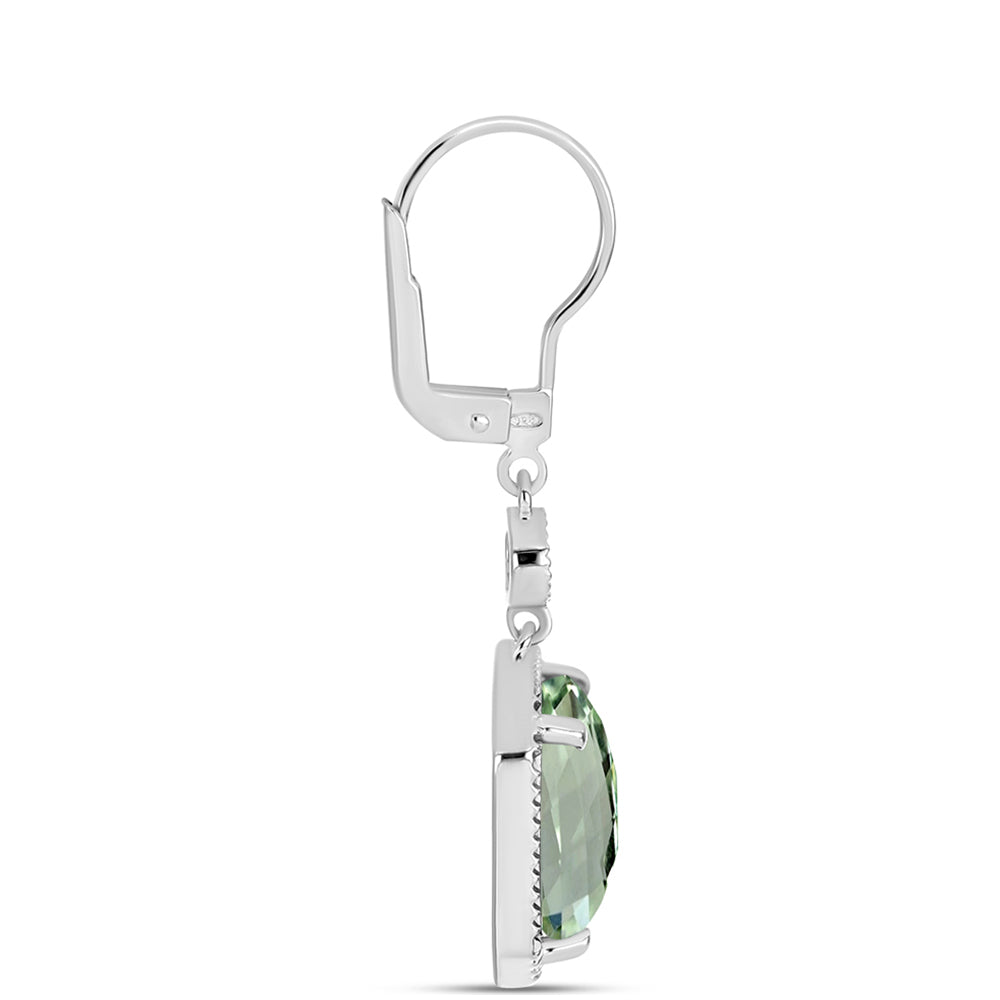 Cercei din Argint 925 ( 4.11 grame ) cu Ametist Verde și Topaz Alb 8.24 Carate 2 