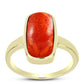 Inel din Argint 925 Placat cu Aur ( 3.65 grame ) cu Coral Roșu Burete 4.8 Carate