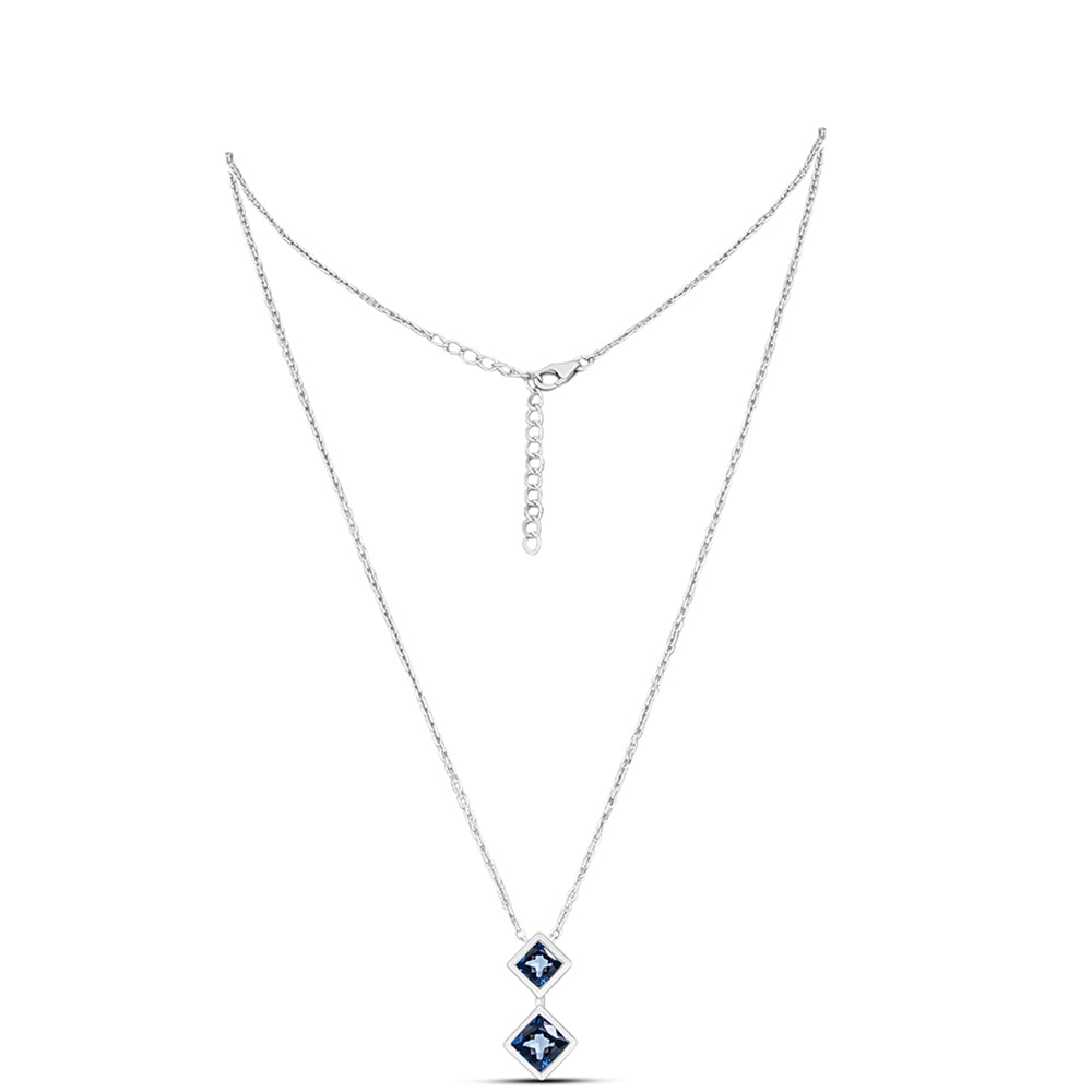 Colier din Argint 925 ( 4.56 grame ) cu Topaz Albastru ”Londra” 1.98 Carate