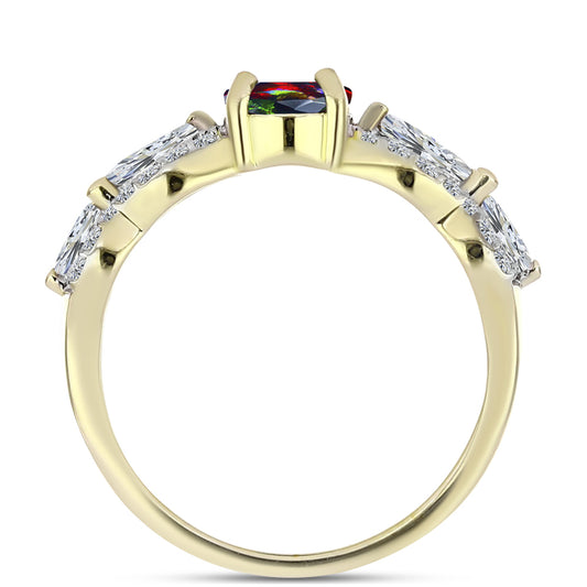 Inel din Argint 925 Placat cu Aur ( 3.1 grame ) cu Opal Etiopian Negru Lega Dembi și Topaz Alb 1.48 Carate