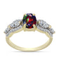 Inel din Argint 925 Placat cu Aur ( 3.1 grame ) cu Opal Etiopian Negru Lega Dembi și Topaz Alb 1.48 Carate