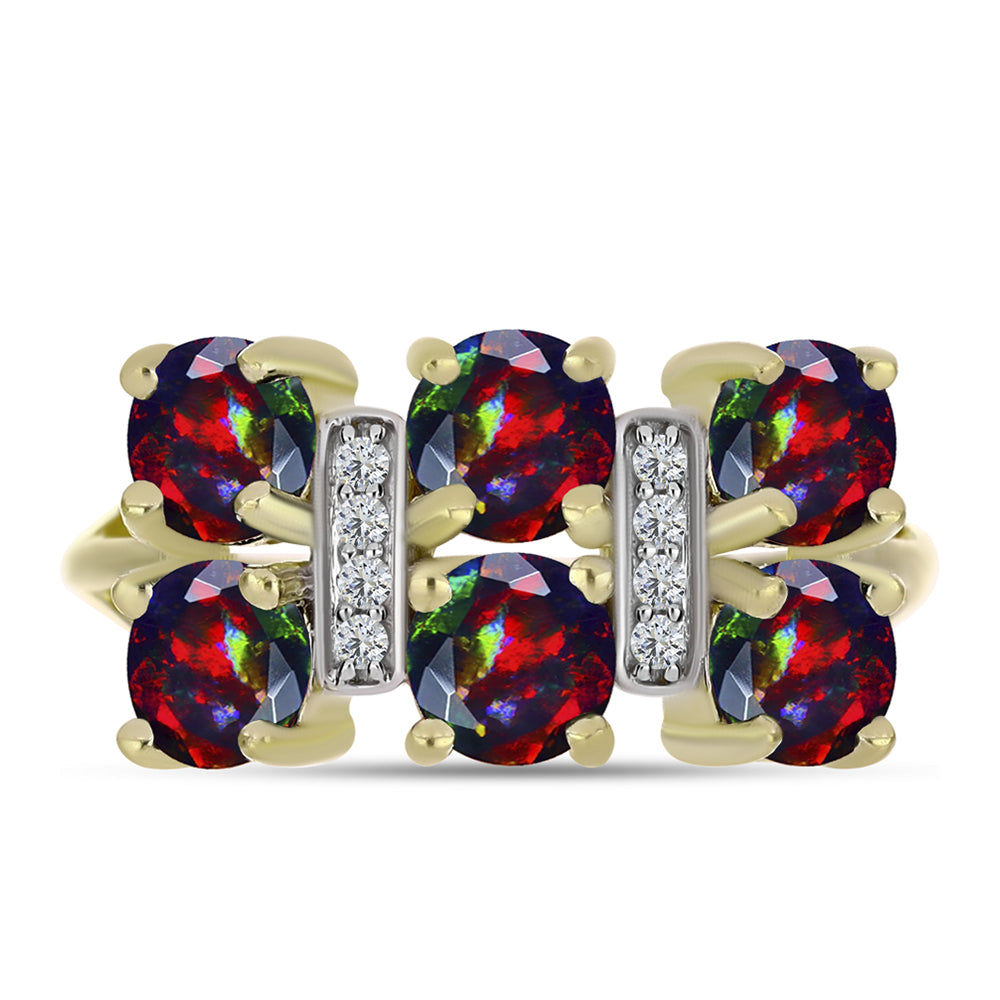 Inel din Argint 925 Placat cu Aur ( 3.39 grame ) cu Opal Etiopian Negru Lega Dembi și Topaz Alb 1.81 Carate 1 