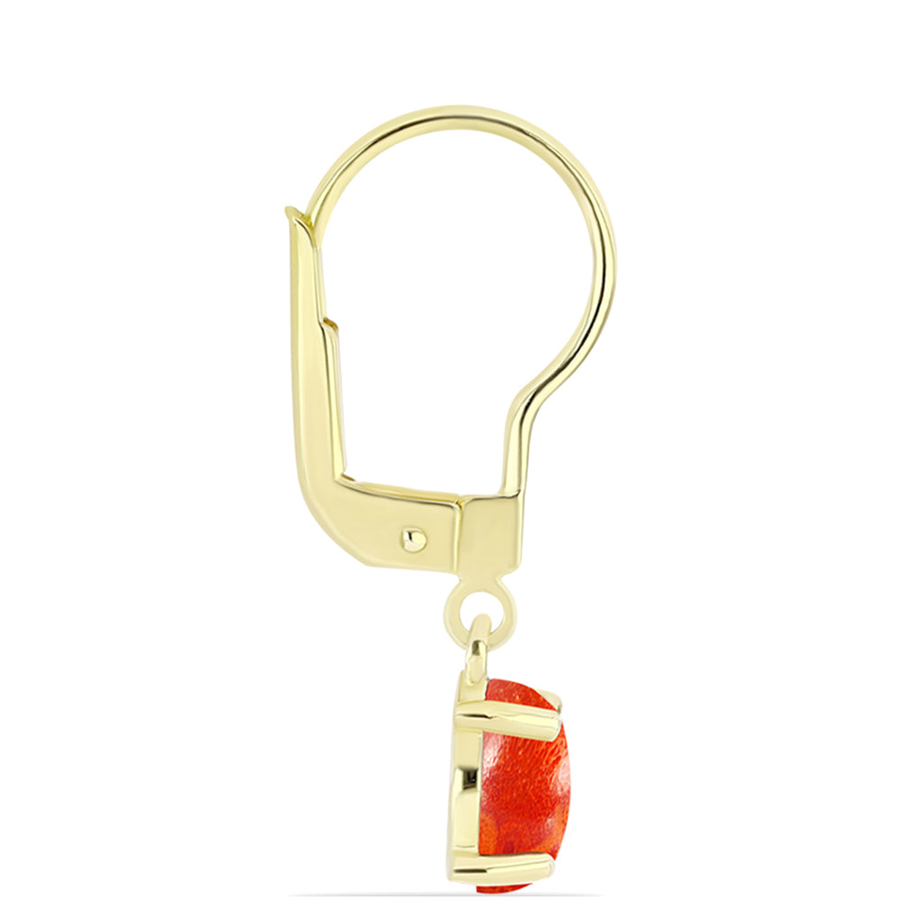 Cercei din Argint 925 Placat cu Aur ( 1.35 grame ) cu Coral Roșu Burete 1.32 Carate 2 