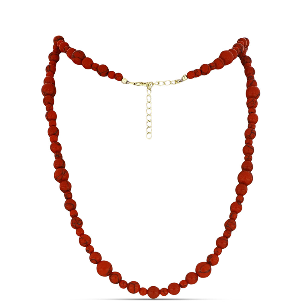 Colier din Argint 925 Placat cu Aur ( 0.99 grame ) cu Coral Roșu Burete 89.8 Carate