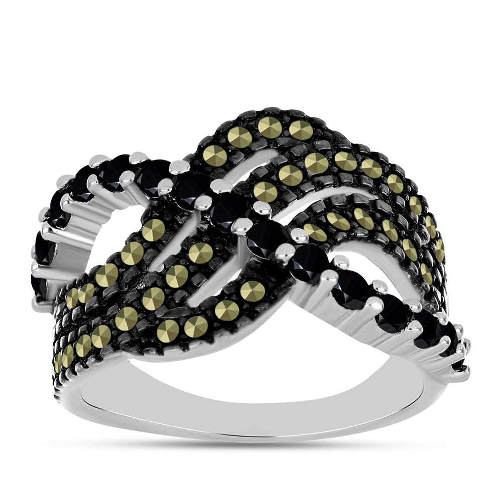 Inel din Argint 925 ( 6.25 grame ) cu Marcasit Austria și Spinel Negru 1.32 Carate