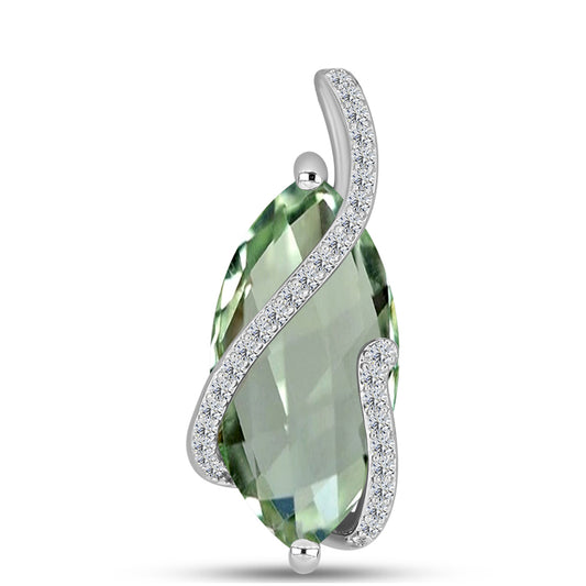 Pandantiv din Argint 925 ( 2.36 grame ) cu Ametist Verde și Topaz Alb 7.11 Carate