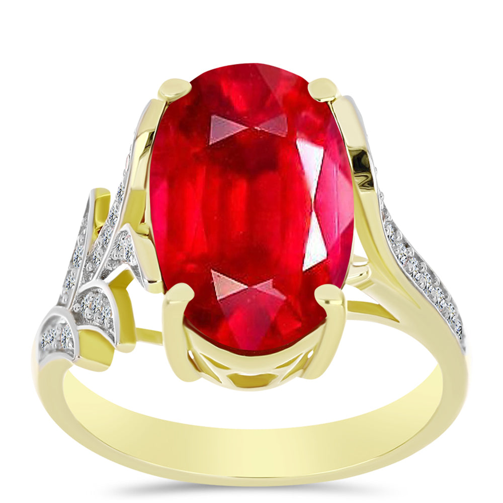 Inel din Argint 925 Placat cu Aur ( 4.25 grame ) cu Agat Roșu și Topaz Alb 6.26 Carate 3 
