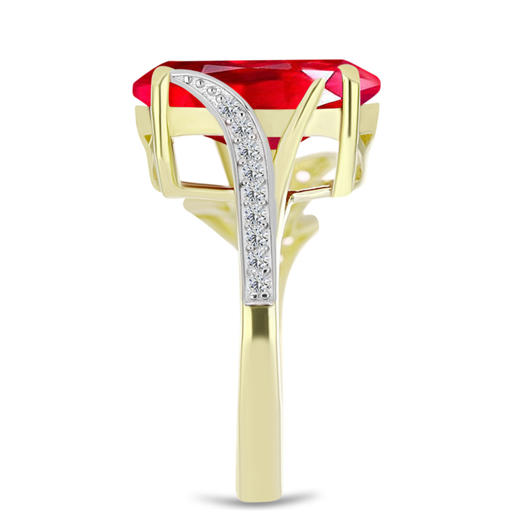 Inel din Argint 925 Placat cu Aur ( 4.25 grame ) cu Agat Roșu și Topaz Alb 6.26 Carate 4 