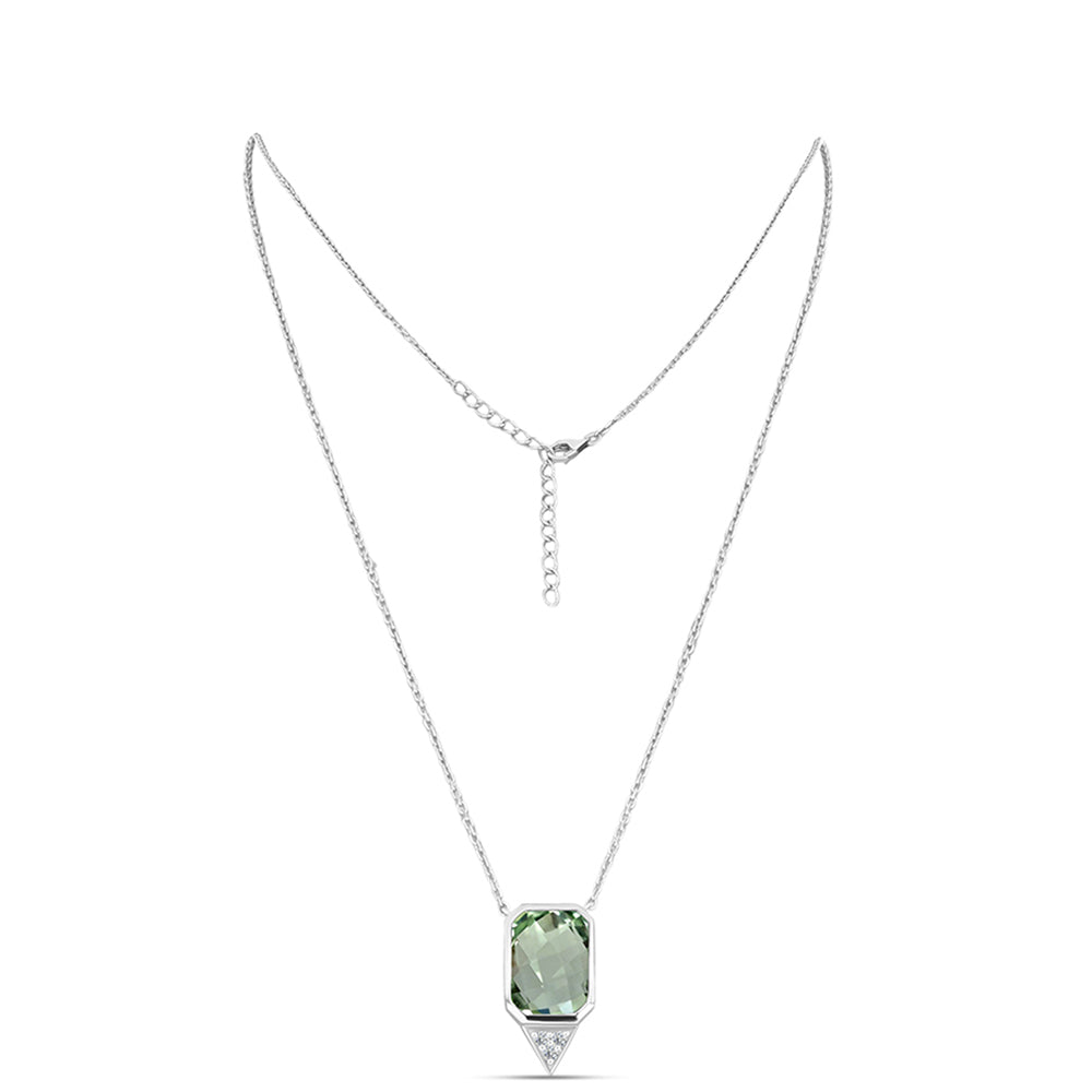 Colier din Argint 925 ( 4.6 grame ) cu Ametist Verde și Topaz Alb 6.5 Carate 1 