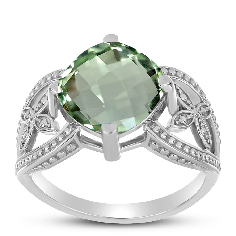 Inel din Argint 925 ( 5.28 grame ) cu Ametist Verde 5.03 Carate 3 