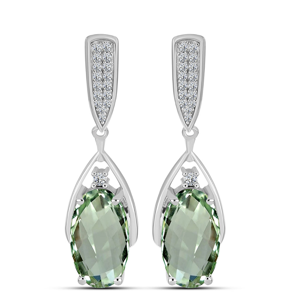 Cercei din Argint 925 ( 6.16 grame ) cu Ametist Verde și Topaz Alb 7.85 Carate 1 