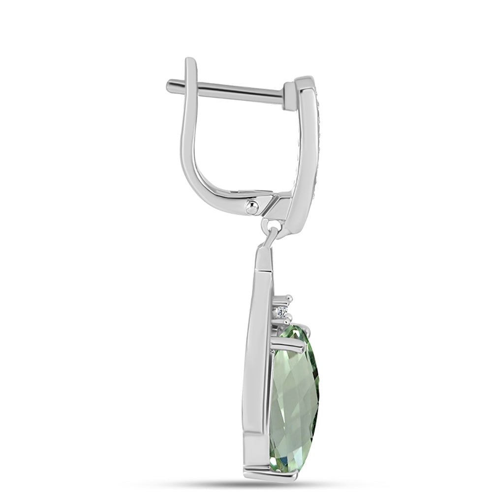 Cercei din Argint 925 ( 6.16 grame ) cu Ametist Verde și Topaz Alb 7.85 Carate 2 
