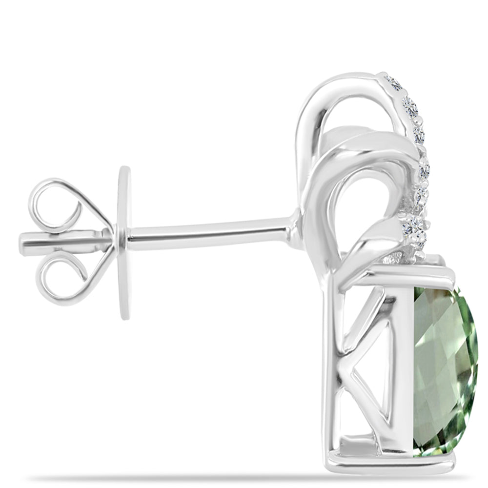 Cercei din Argint 925 ( 3.11 grame ) cu Ametist Verde și Topaz Alb 3.21 Carate 2 
