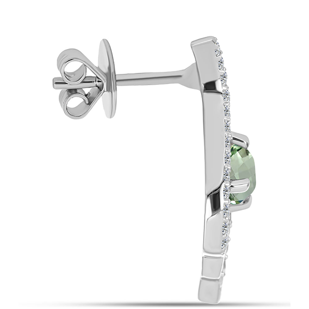 Cercei din Argint 925 ( 2.78 grame ) cu Ametist Verde și Topaz Alb 1.49 Carate 2 