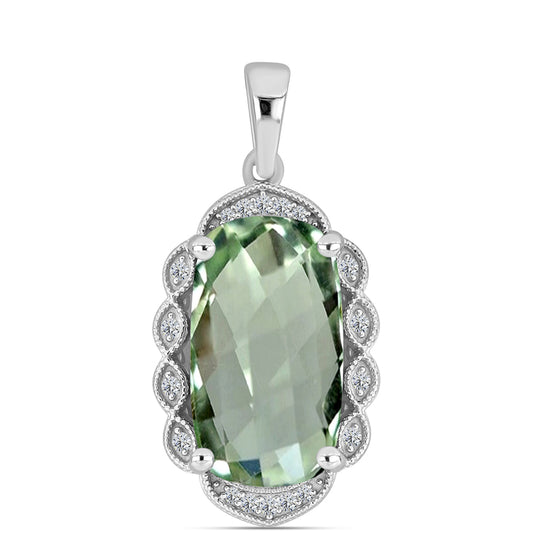 Pandantiv din Argint 925 ( 3.09 grame ) cu Ametist Verde și Topaz Alb 7.95 Carate