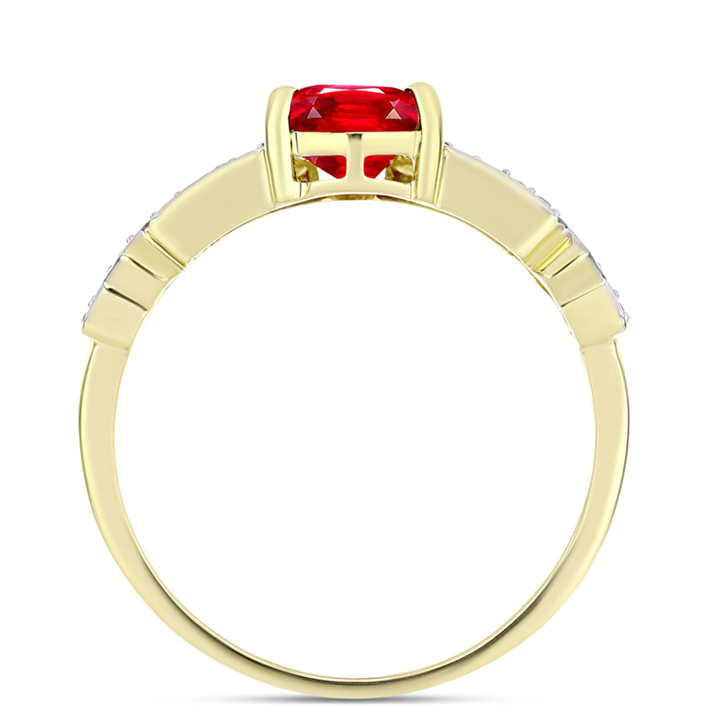 Inel din Argint 925 Placat cu Aur ( 2.59 grame ) cu Agat Roșu și Topaz Alb 1.59 Carate 2 