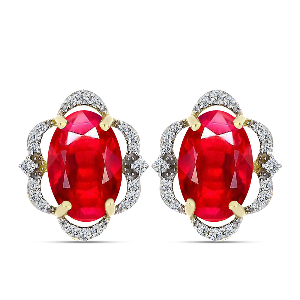 Cercei din Argint 925 Placat cu Aur ( 4.41 grame ) cu Agat Roșu și Topaz Alb 7.33 Carate