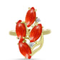 Inel din Argint 925 Placat cu Aur ( 3.54 grame ) cu Coral Roșu Burete și Topaz Alb 3.89 Carate