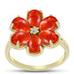 Inel din Argint 925 Placat cu Aur ( 3.85 grame ) cu Coral Roșu Burete și Topaz Alb 3.58 Carate