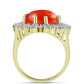 Inel din Argint 925 Placat cu Aur ( 5.92 grame ) cu Coral Roșu Burete și Zircon Alb 9.42 Carate