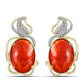Cercei din Argint 925 Placat cu Aur ( 5.91 grame ) cu Coral Roșu Burete și Topaz Alb 10.55 Carate