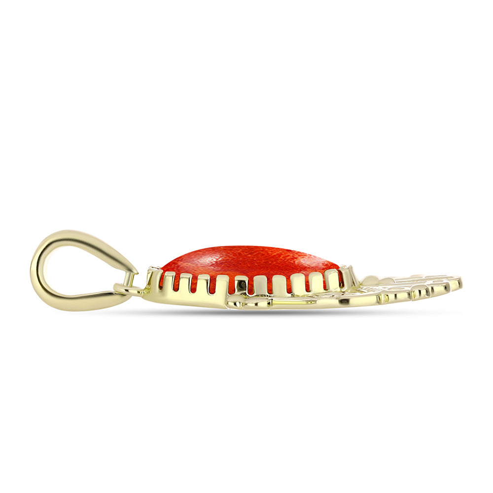 Pandantiv din Argint 925 Placat cu Aur ( 2.75 grame ) cu Coral Roșu Burete 4 Carate
