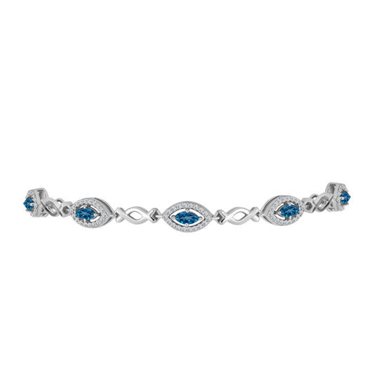 Brățară din Argint 925 ( 7.59 grame ) cu Topaz Albastru ”Londra” și Topaz Alb 2.09 Carate