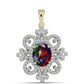 Pandantiv din Argint 925 Placat cu Aur ( 3.24 grame ) cu Opal Etiopian Negru Lega Dembi și Topaz Alb 2.08 Carate