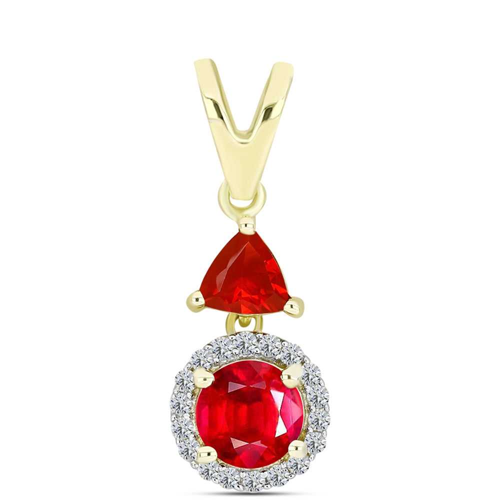 Pandantiv din Argint 925 Placat cu Aur ( 1.2 grame ) cu Agat Roșu și Topaz Alb 1.29 Carate 1 