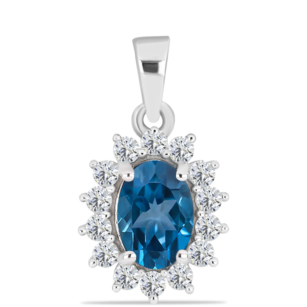 Pandantiv din Argint 925 ( 0.77 grame ) cu Topaz Albastru ”Londra” și Topaz Alb 1.22 Carate 1 