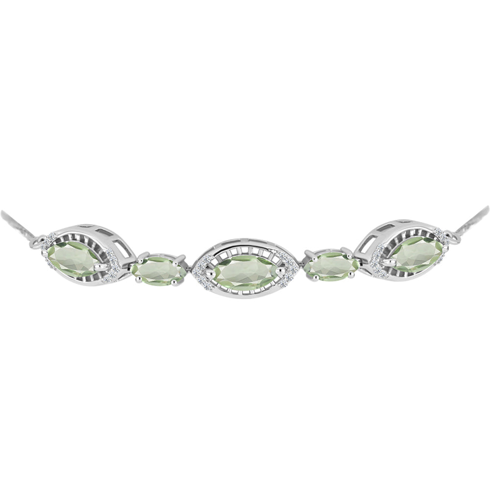 Brățară din Argint 925 ( 6.61 grame ) cu Ametist Verde și Topaz Alb 4.37 Carate 2 