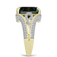 Inel din Argint 925 Placat cu Aur ( 4.91 grame ) cu Opal Etiopian Negru Lega Dembi și Topaz Alb 4.1 Carate