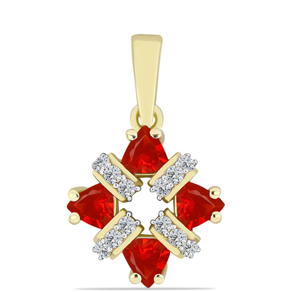 Pandantiv din Argint 925 Placat cu Aur ( 1.82 grame ) cu Agat Roșu și Topaz Alb 0.9 Carate 1 