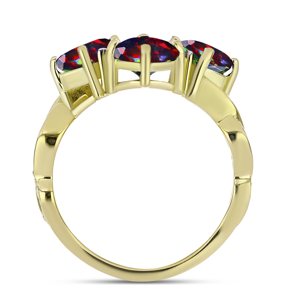 Inel din Argint 925 Placat cu Aur ( 4.58 grame ) cu Opal Etiopian Negru Lega Dembi și Topaz Alb 2.43 Carate 2 