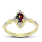 Inel din Argint 925 Placat cu Aur ( 2.48 grame ) cu Opal Etiopian Negru Lega Dembi și Topaz Alb 0.37 Carate