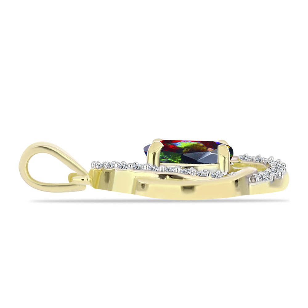 Pandantiv din Argint 925 Placat cu Aur ( 1.53 grame ) cu Opal Etiopian Negru Lega Dembi și Topaz Alb 0.69 Carate 2 