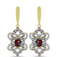 Cercei din Argint 925 Placat cu Aur ( 5.8 grame ) cu Opal Etiopian Negru Lega Dembi și Topaz Alb 1.74 Carate