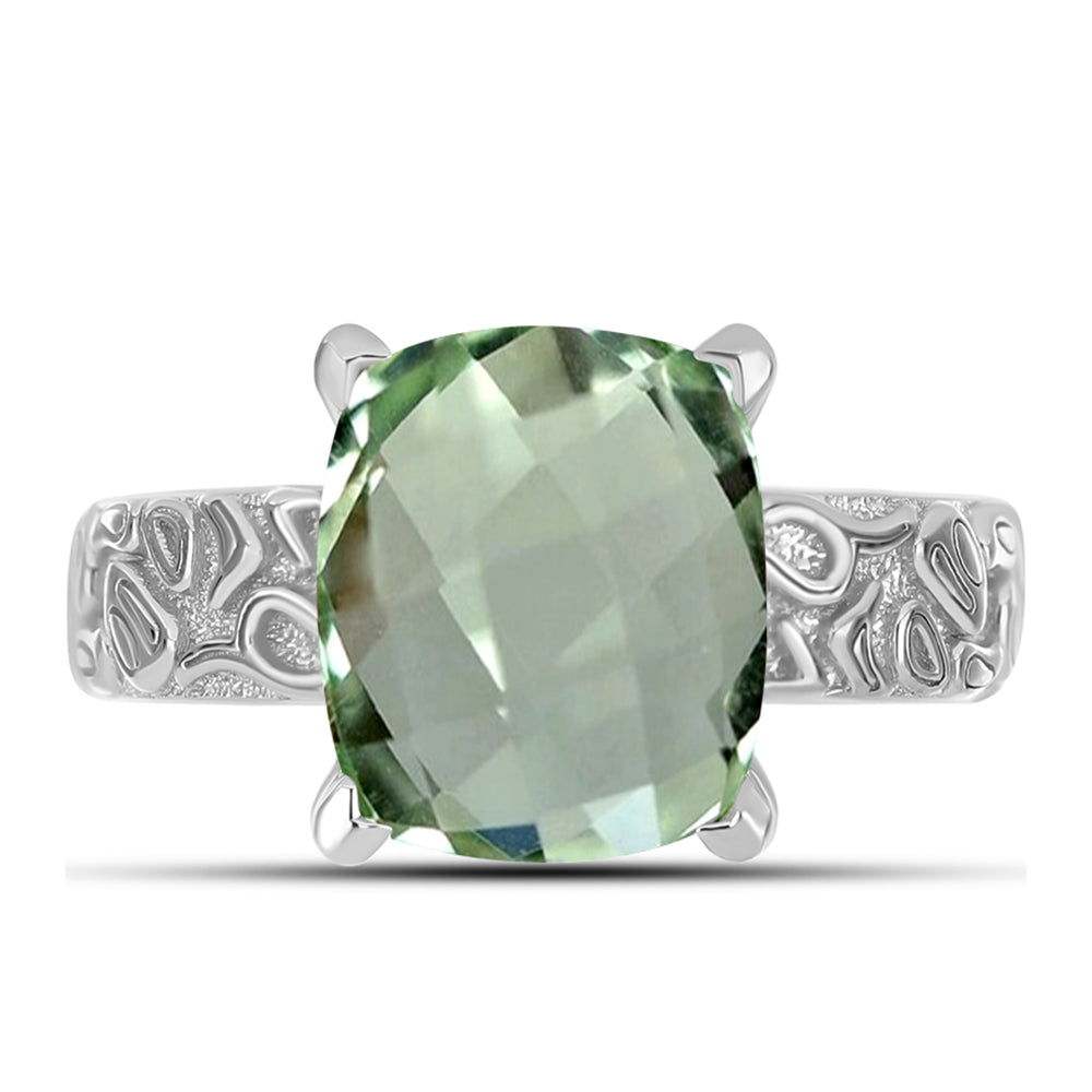 Inel din Argint 925 ( 4.35 grame ) cu Ametist Verde 5.1 Carate 1 