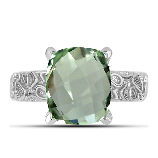 Inel din Argint 925 ( 4.35 grame ) cu Ametist Verde 5.1 Carate