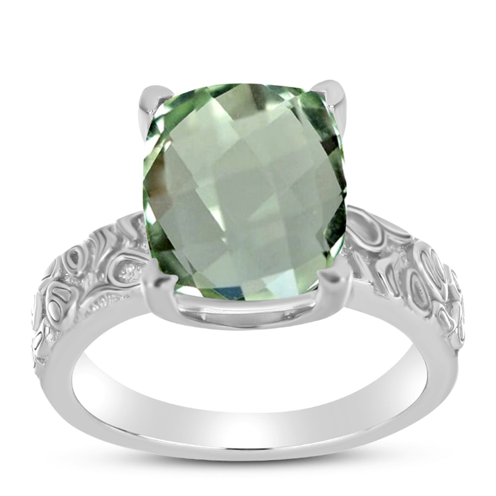 Inel din Argint 925 ( 4.35 grame ) cu Ametist Verde 5.1 Carate