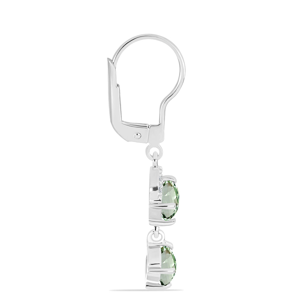 Cercei din Argint 925 ( 2.15 grame ) cu Ametist Verde și Topaz Alb 2.24 Carate